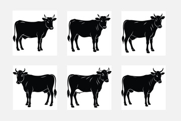 farm animals simple illustration silhouette set