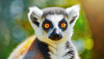 Obraz premium Lemur looking, Ring-tailed lemur Lemur catta wild portrait