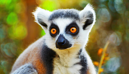 Fototapeta premium Lemur looking, Ring-tailed lemur Lemur catta wild portrait
