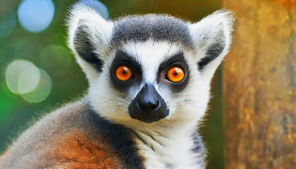 Fototapeta premium Lemur looking, Ring-tailed lemur Lemur catta wild portrait