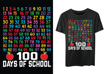 100th Day of School Math Numbers t-shirt design vector.
