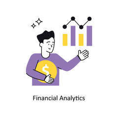 Financial Analytics vector Flat Design illustration. Symbol on White background EPS 10 File 
