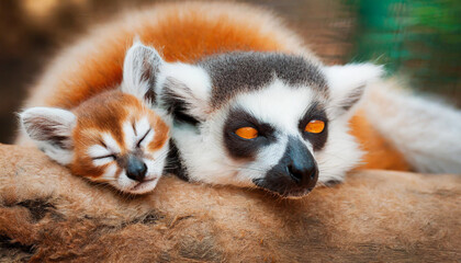 Obraz premium Lemur looking, Ring-tailed lemur Lemur catta wild portrait