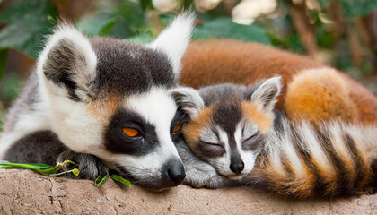 Fototapeta premium Lemur looking, Ring-tailed lemur Lemur catta wild portrait