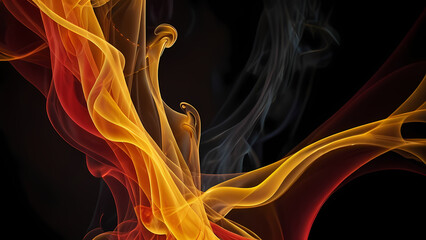 Obraz premium abstract background showcasing dynamic and fiery smoke patterns in red, orange, and yellow hues