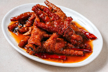 Spicy chicken feet or ceker ayam pedas with chili
