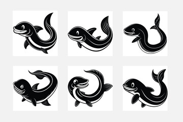 Eel simple illustration silhouette set