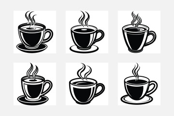 Tea cup simple illustration silhouette set