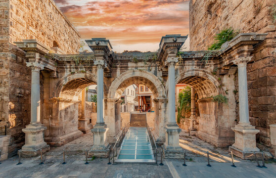 The Hadrians Gate view in Antalya City of Turkey