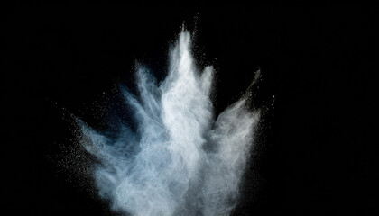 Motion freeze highlights white particles on black background