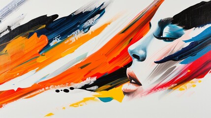 A dramatic and clear photo of a bold and expressive abstract expressionist painting, focus cover all object