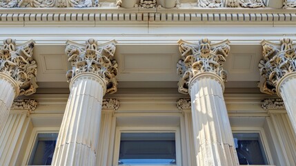 Obraz premium Stately columns of a museum or courthouse symbolize strength and support.