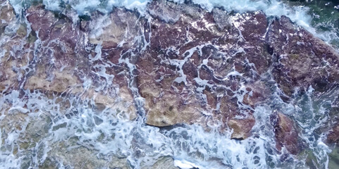 Ocean wave background. Bubble water backdrop. Turbulent sea texture. Messy water flow.
