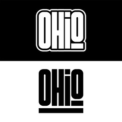 Ohio text effect vector. Editable college t-shirt design printable text effect vector. Black and white text effect vector.