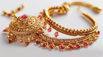 Obraz premium Images of a stunning gold jewelry collection.