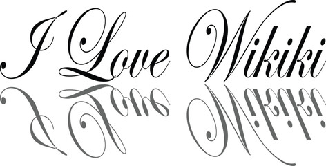 Fototapeta premium Elegant cursive font showing i love waikiki lettering