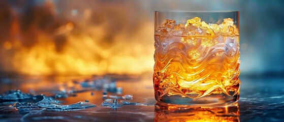 Illuminated Unbreakable Glass with Unique Texture - Abstract Background with Copy Space for Text