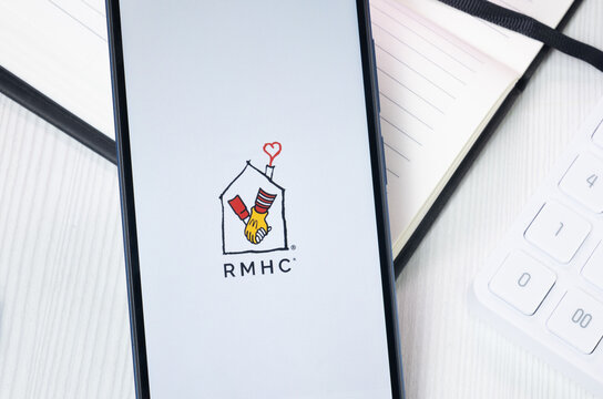 New York, USA - 30 June 2024: Ronald McDonald House Charities RMHC Logo or Icon on Phone Screen