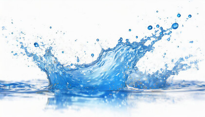 sparks of blue water on a white background