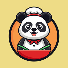 panda noodle bowl restaurant logo design