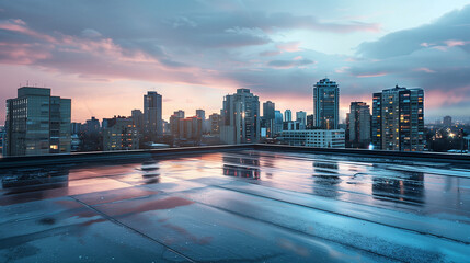 Obraz premium Bird's-eye view of the roof of a commercial building