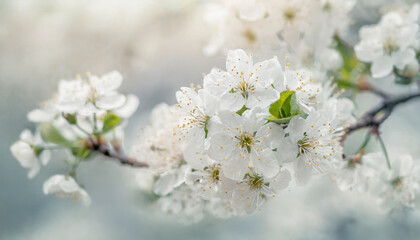 Spring. Blossoming tree brunch with white flowers