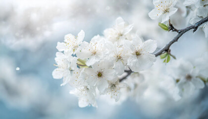 Spring. Blossoming tree brunch with white flowers
