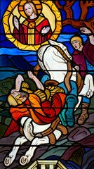 The conversion of the apostle Paul on the road to Damascus. La conversion de l'apôtre Paul sur la...