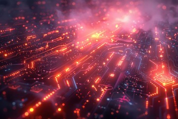 Obraz premium Sleek tech-themed background with futuristic elements