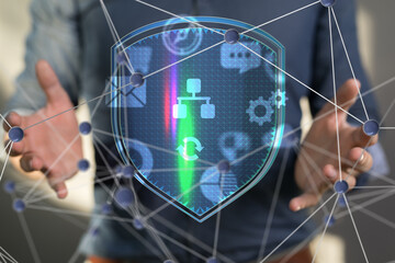 abstract lines with dots over dark background.