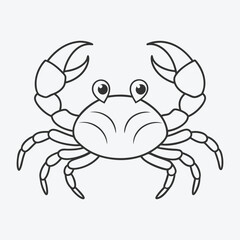 Exquisite Crab Line Art Vector,Intricate and Detailed Marine Illustration