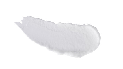 White cream smear isolated on transparent background. Abstract cosmetic skincare product texture. Face cream or shampoo, body lotion swatch for design.