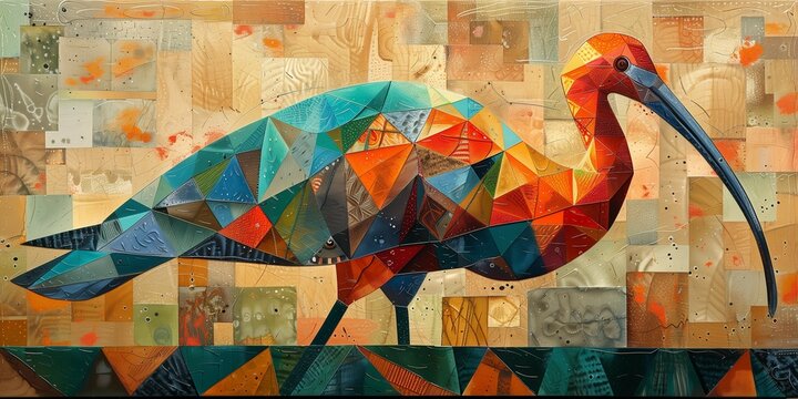 Fragmented Ibis in a Complex Pattern, generative ai