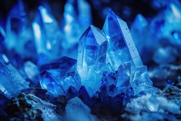 Obraz premium Mesmerizing display of nature's artistry, showcasing the captivating beauty of blue crystals