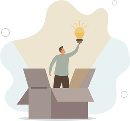 Think outside the box, creativity to create different business idea or motivation and innovation concept.flat design.illustration with people.