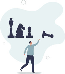 Strategic thinking to win business competition, marketing strategy or planning to make decisions, challenge or problem solving concept.flat design.illustration with people.