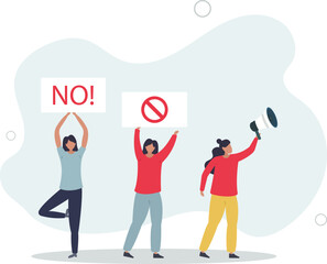 Employee protest, work strike or people demonstration, social gathering, activism protest for civil right, democracy or politic concept.flat design.illustration with people.