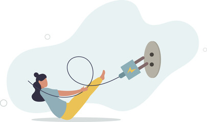 Electricity saving, ecology awareness or reduce electric cost and expense concept.flat design.illustration with people.