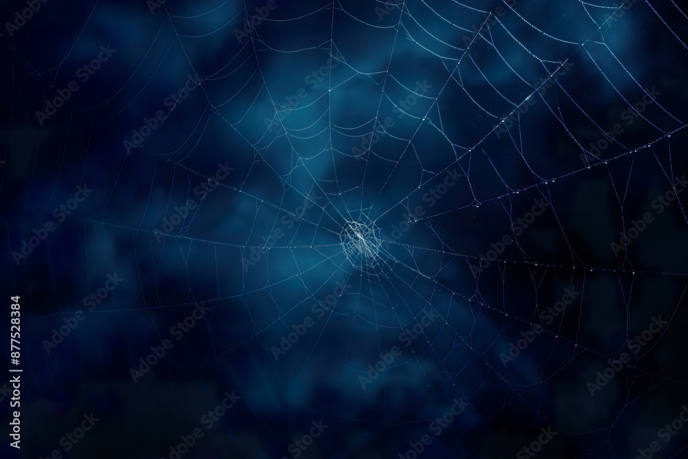 Canvas Prints spider web on dark blue background with copy space. halloween concept.