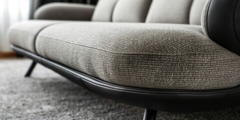 Obraz premium Detailed close-up of a sofa's back and armrests, showcasing modern design and high-quality materials for a luxurious touch. 