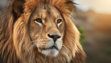 Fototapeta premium close up of male lion with mane , generated by AI. High quality photo