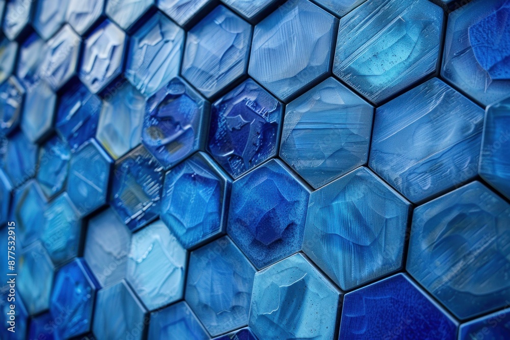 Poster abstract background showing a pattern of blue hexagonal tiles forming a textured surface