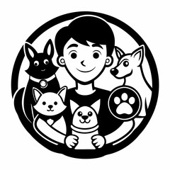 silhouette of a person with a cat