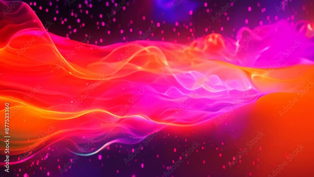 Poster A vibrant abstract background featuring colorful wavy lines creating a dynamic visual effect, Generate a dynamic visualization of data streams colliding and merging