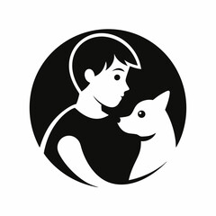 silhouette of a person with a cat