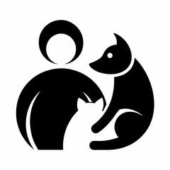 silhouette of a person with a cat
