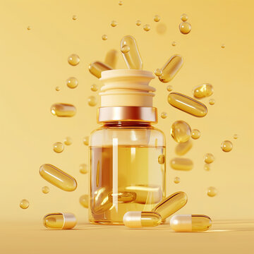 Frasco con capsulas faciales de jalea real y vitamina E, tratamiento para la hidratar la piel 