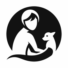silhouette of a person with a cat and a dog