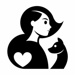 silhouette of a person with a cat and a dog