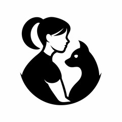 silhouette of a person with a cat and a dog